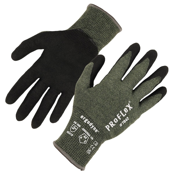 Ergodyne ANSI A4 Nitrile Coated CR Gloves, Green, Size M, PR 7042 - main